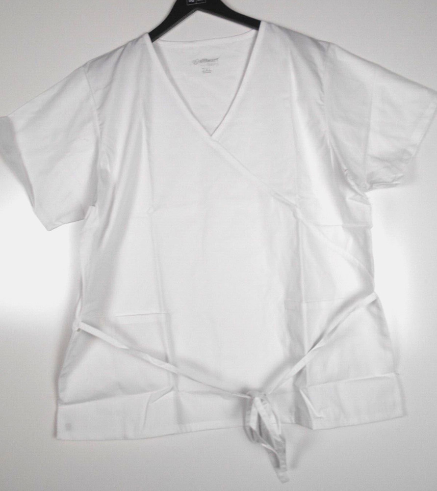 Women's Mock Wrap Solid Scrub Top 2XL WHITE