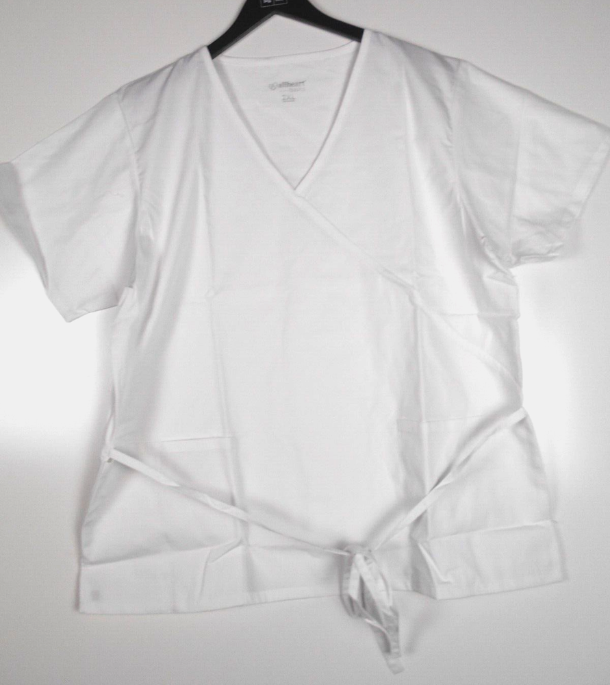 Women's Mock Wrap Solid Scrub Top 2XL WHITE
