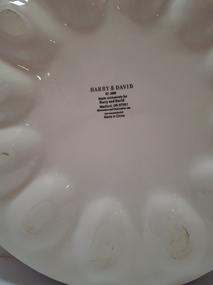 Harry & David 2008 Easter Egg/Deviled Egg Platter Ceramic Porcelain 12 Egg Beds