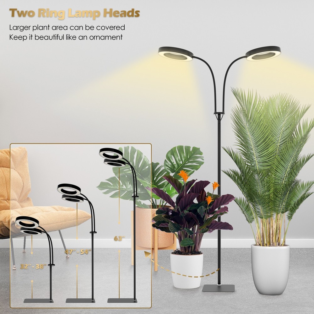 Full Spectrum Grow Lights with timer Adjustable Height and Angle