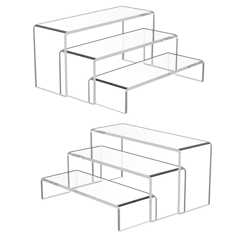 Goabroa Acrylic Display Risers, 2 Sets 6 Pcs Rectangular Risers Display Stand...