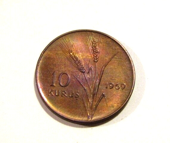 Turkey 1969 10 Kurus Bronze Coin