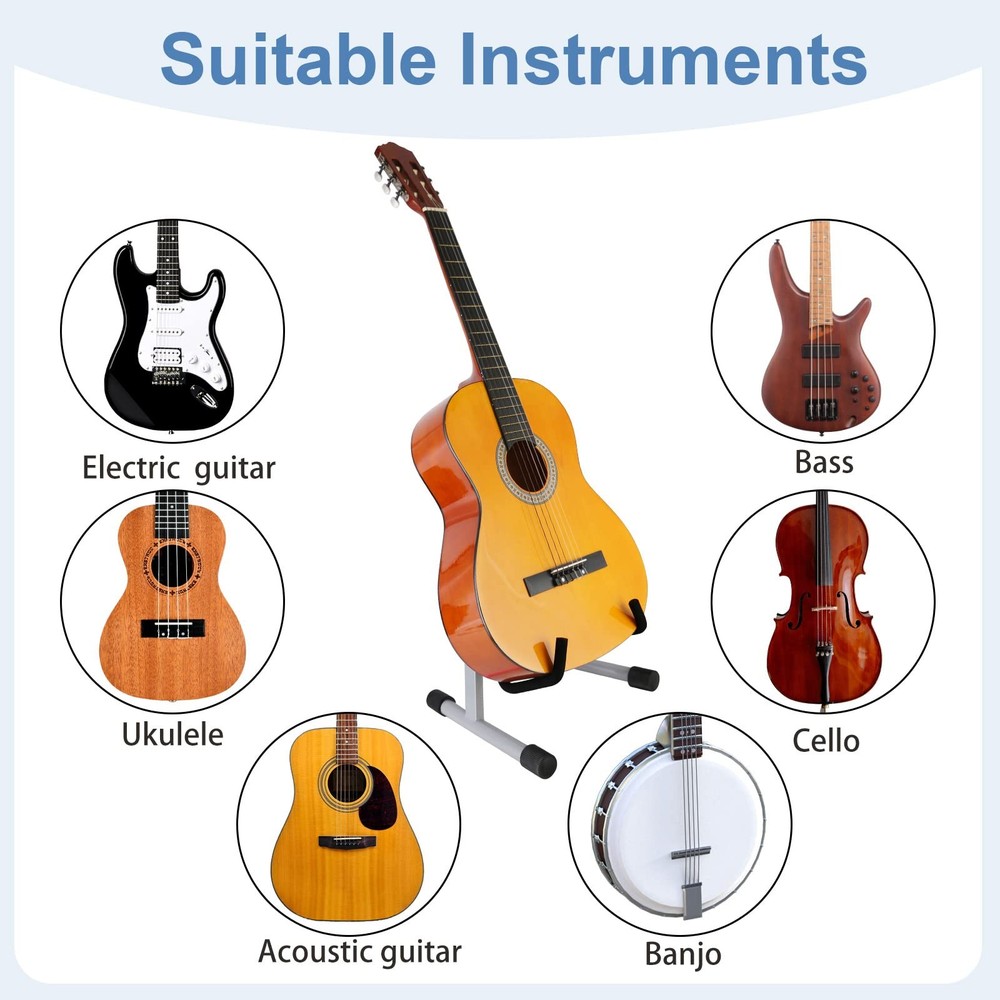 A Frame Portable Foldable Guitar Stand, Adjustable for Multiple Instruments: ...