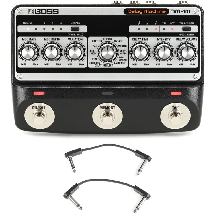 Boss DM-101 Delay Machine Pedal with EBS Patch Cables