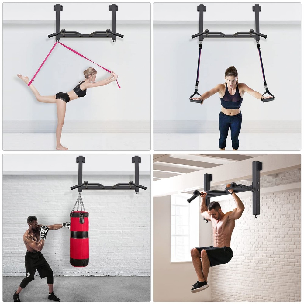 Heavy Duty Joist Mounted Pull Up Bar with Multi-Angle Grip & Accessories