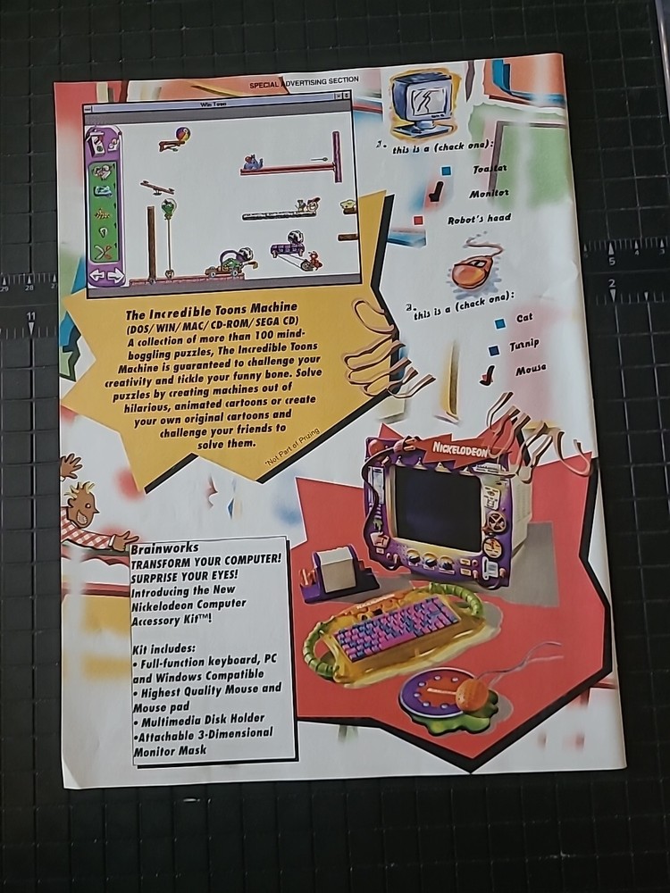 Nickelodeon Computer Kit Toons Machine Print Ad 1995 8x11 Great To Frame