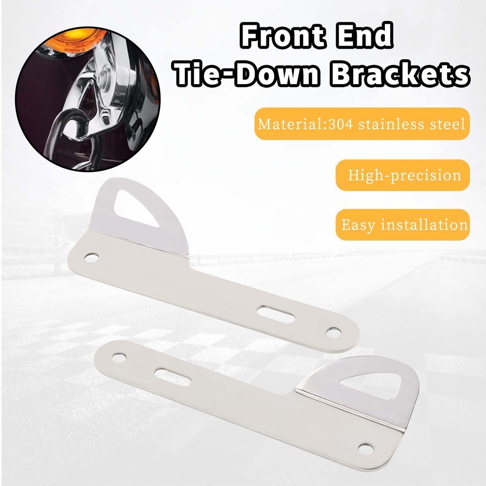 Pair Front Chrome Teardrop Tie-Down Brackets Mount For Harley Street Glide FLTR