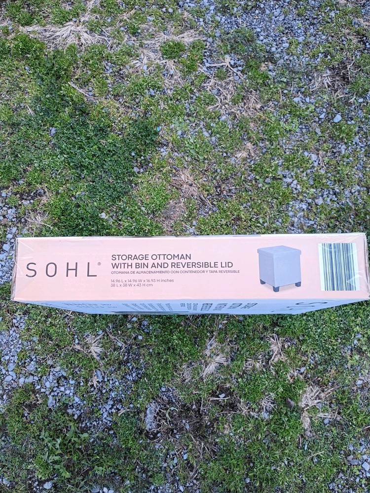 SOHL Storage Ottoman w/ Bin & Reversible Lid, Foldable Cube Seat Hidden Storage