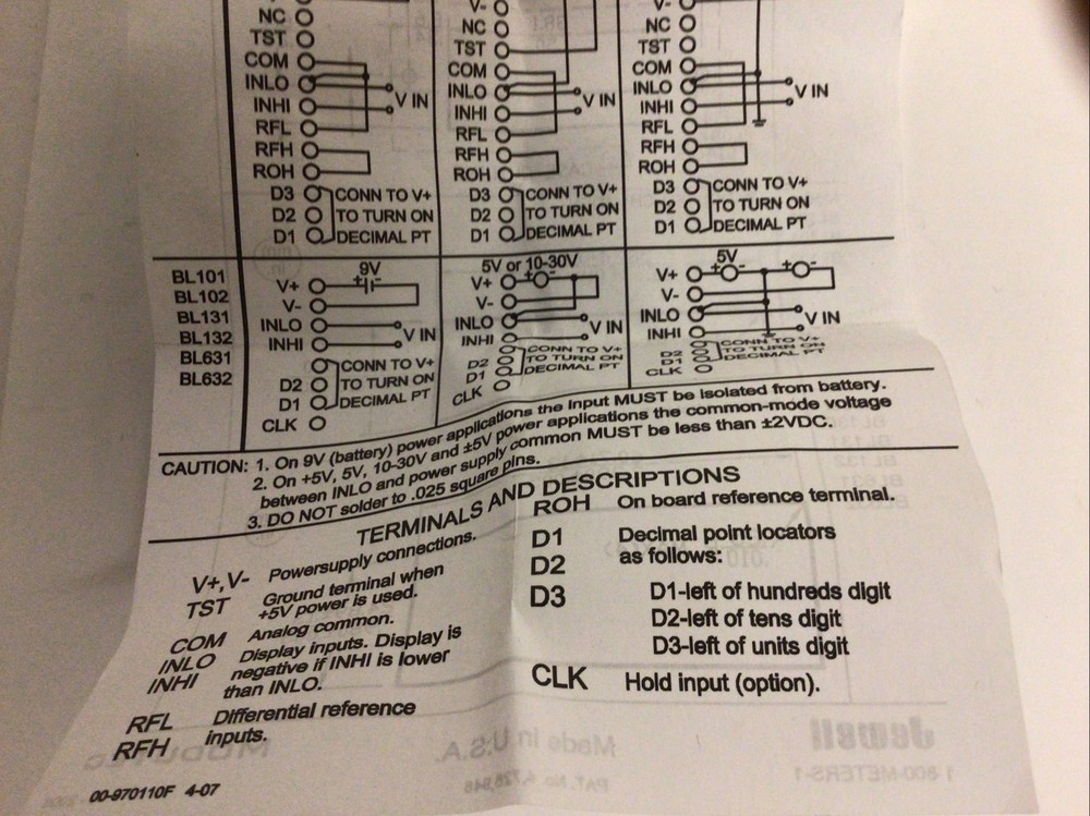 Jewel Digital Panel Meter BL-100301-U