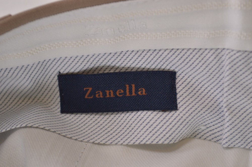 Zanella NWT Dress Pants Size 35 In Solid Khaki Tan Wool Devon $325
