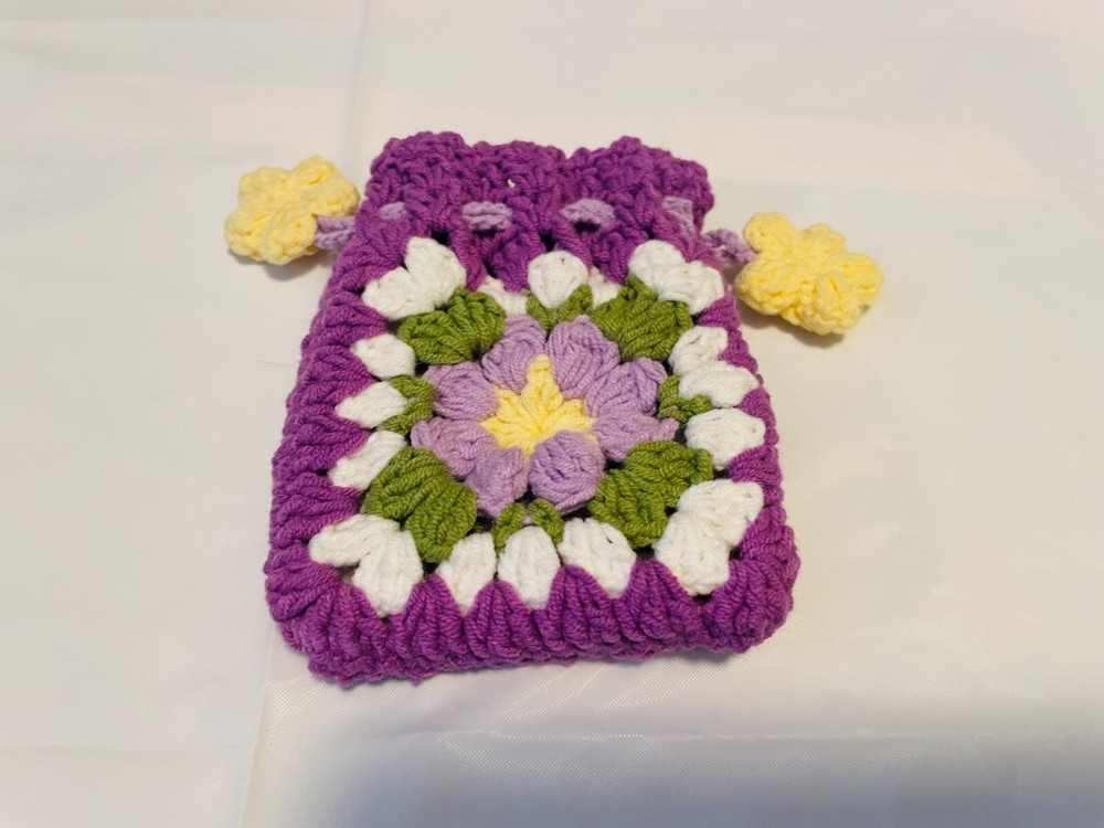 Crochet drawstring bag