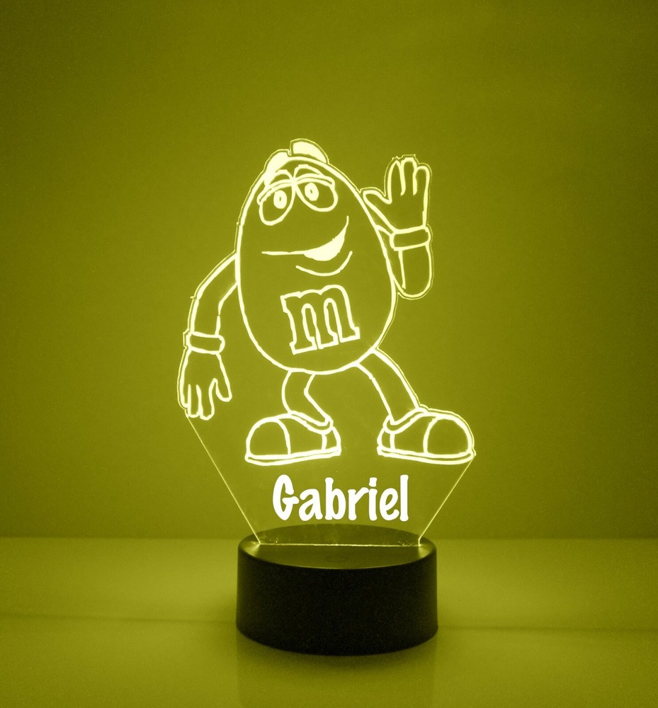 M&M Candy Character, Personalized LED Night Light Lamp, with Remote Control