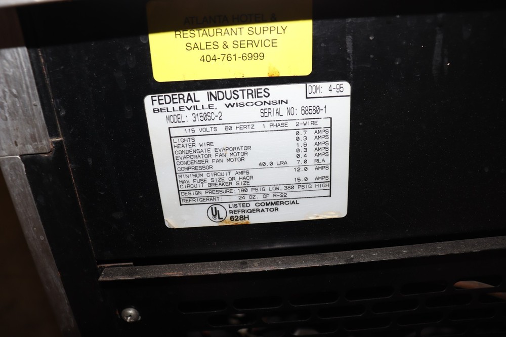 Federal Industries 31505C-2 Refrigerated Display Case, CLEAN, Rolling, Used