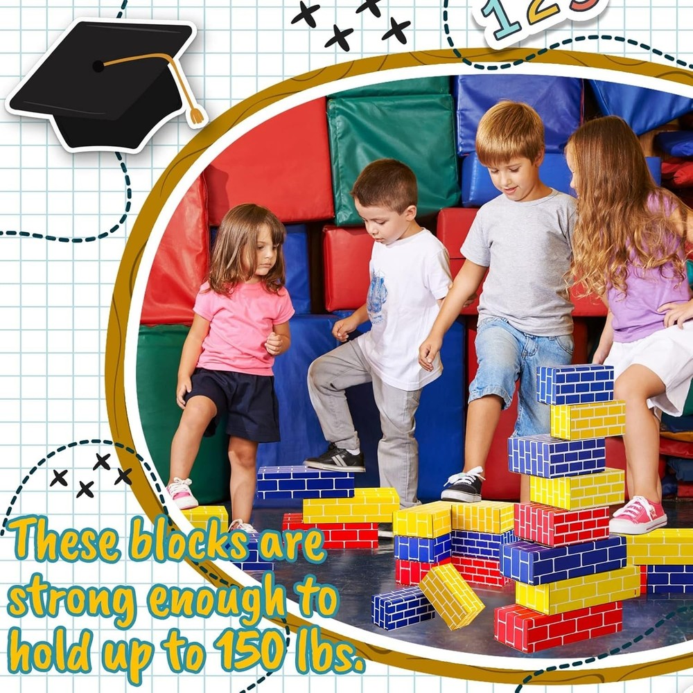 Junkin 80 Pack Cardboard Building Blocks Cardboard Bricks for Kids, Stacking ...