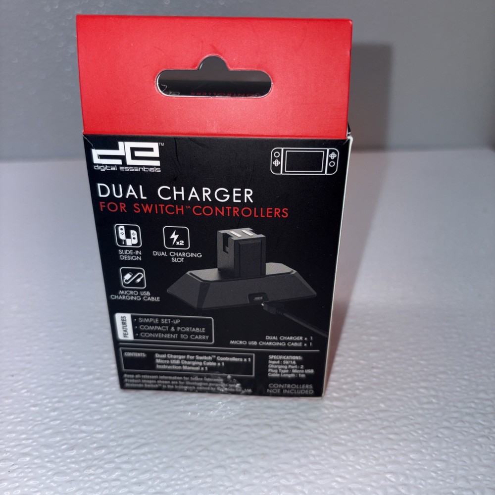 Dual Charger For Nintendo Switch Controllers- Open Box- Fast Ship- B6