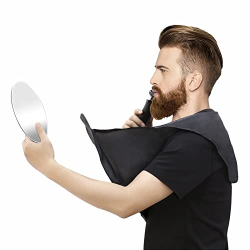 Beard Bib, Beard Apron Foldable Multi-Purpose Shaving Bib, Waterproof black