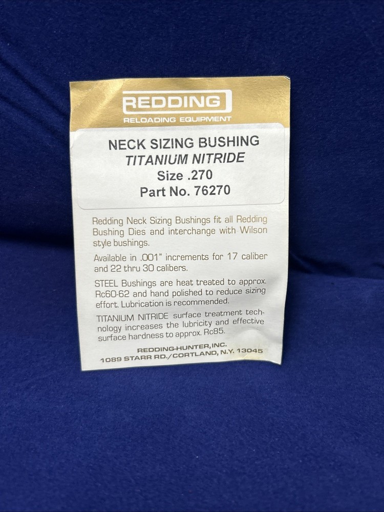 Redding Reloading Titanium Nitride Bushing .270 #76270