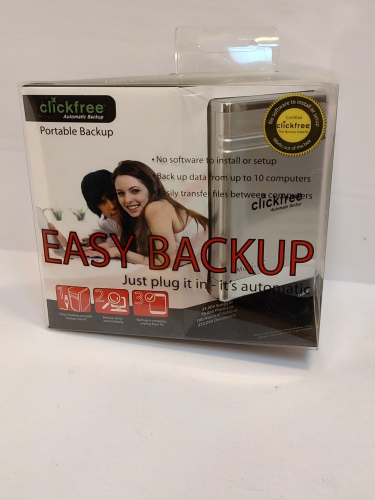 Clickfree Automatic Easy Backup 160GB External Hard Drive Portable Backup