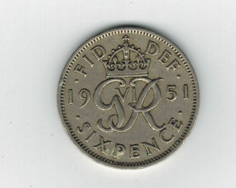 1951 British Six Pence
