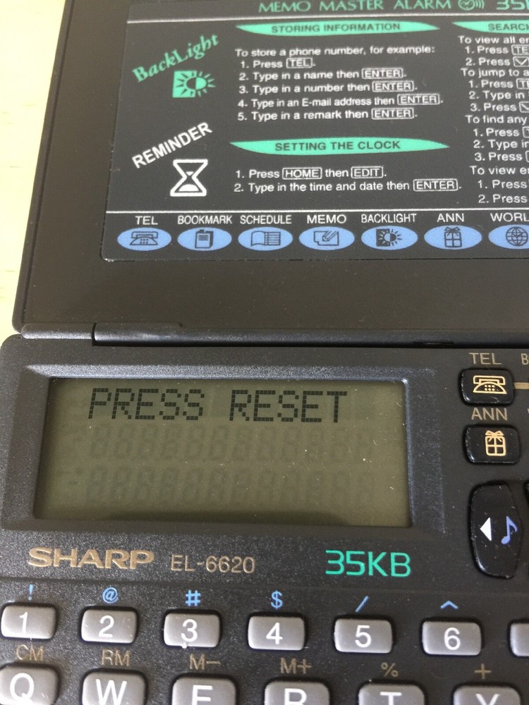 Sharp EL-6620 Electronic Organizer Memo Master 35KB with BackLight