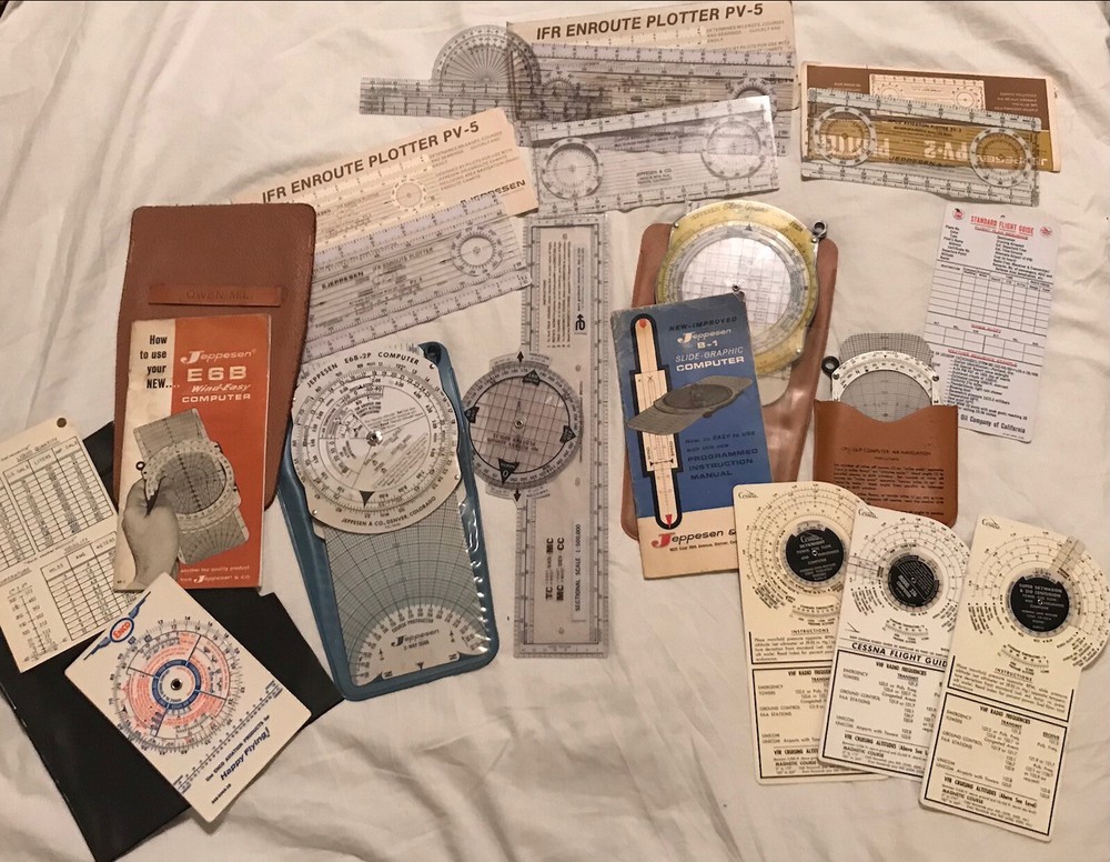 Vtg Air Navigation tools CPU ROTARY PLOTTER JEPPESEN COMPUTERS CESSNA Guides etc