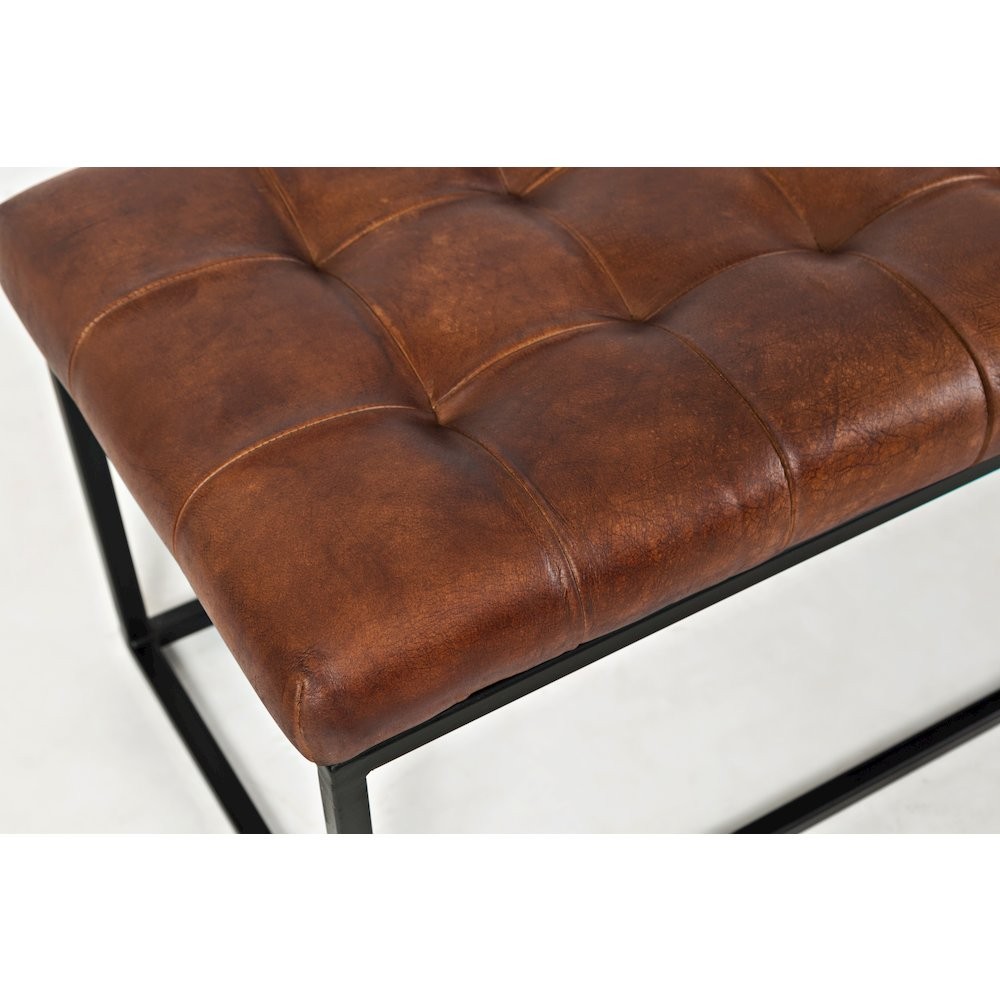 Global Archive 55" Genuine Distressed Leather Ottoman Bench
