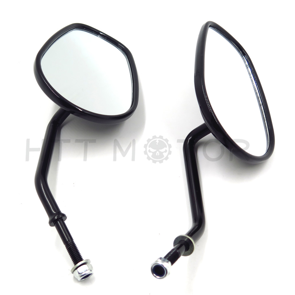 Black Rearview Mirrors For Harley Davidson FLSTC FXDB DYNA FXDF FLSTF 8mm