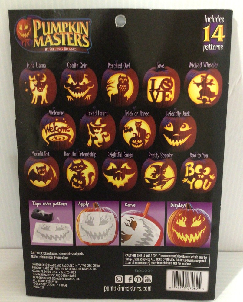Pumpkin Masters Pumpkin Carving Kit includes 5 tools and 14 patterns
