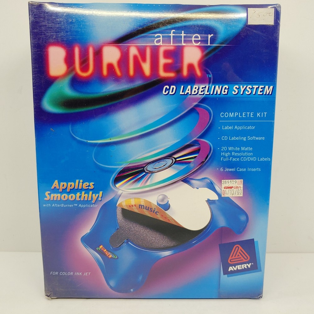 After Burner CD Labeling System PC CD-ROM Software Program 2001 Avery