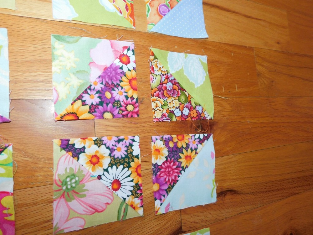 Handmade Two Patch Quilt Block Lot