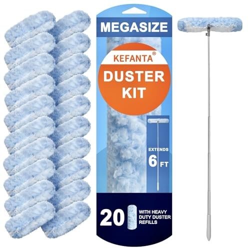 Duster Refill Kit with 6 ft Super Extendable 20 Count+ 6FT Extended Handle