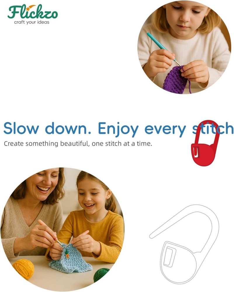 100PCS Crochet Stitch Markers by Flickzo – Locking Multicolor