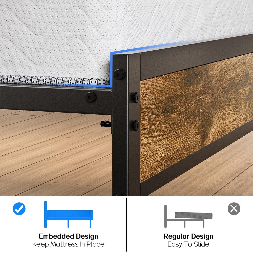 Twin Bed Frame with Storage Headboard USB Charging Station, Smart LED Lights,...