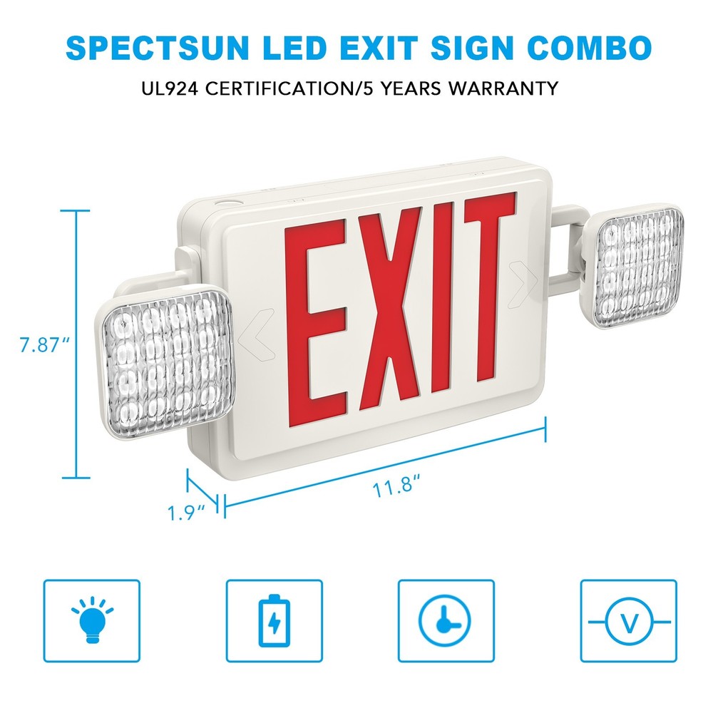 UL Listed-1 Pack Red Led Exit Sign Lights Combo with Battery For Led Exit Light.