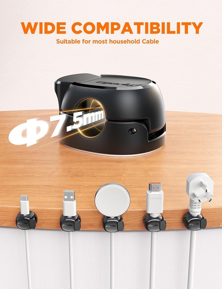 Max Secure Cable Clips - 8-Pack Snap Open Holder for Home Office Essentials
