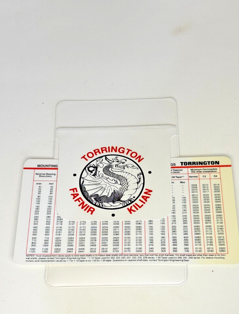 Torrington FAFNIR Kilian Pocket Reference Slide Chart Tool Steampunk