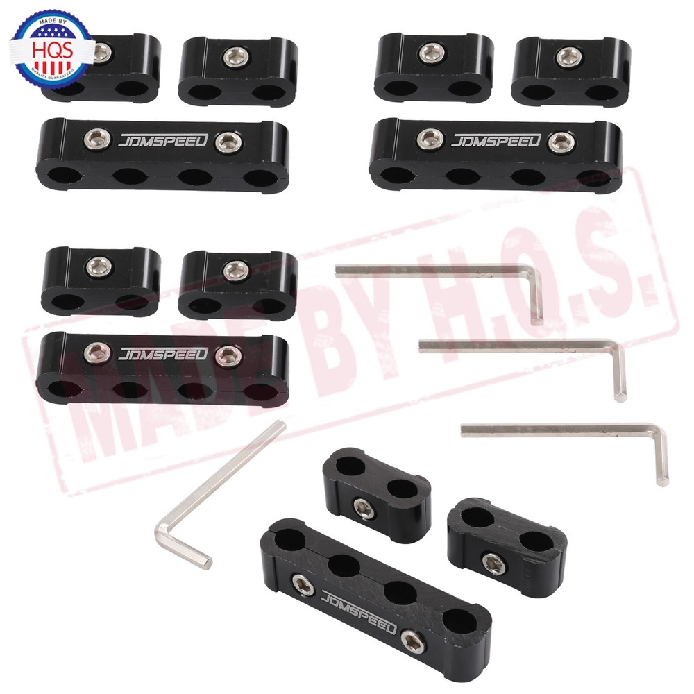12 Pcs Aluminum Black Engine Spark Plug Wire Separator Divider For 8mm 9mm 10mm