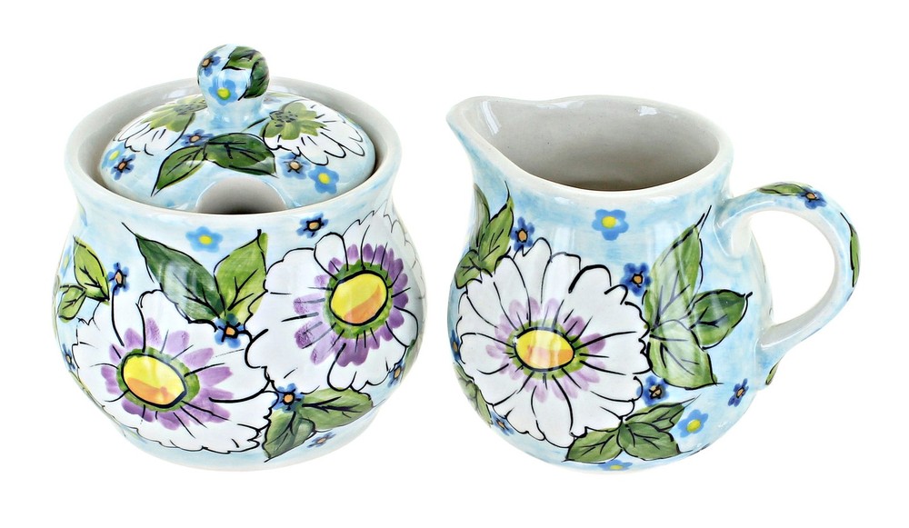 Blue Rose Polish Pottery Sweet Devotion Cream & Sugar Set