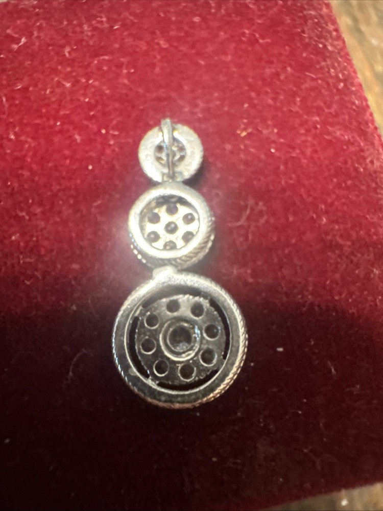 Vintage Silvertone And Cz Pendant