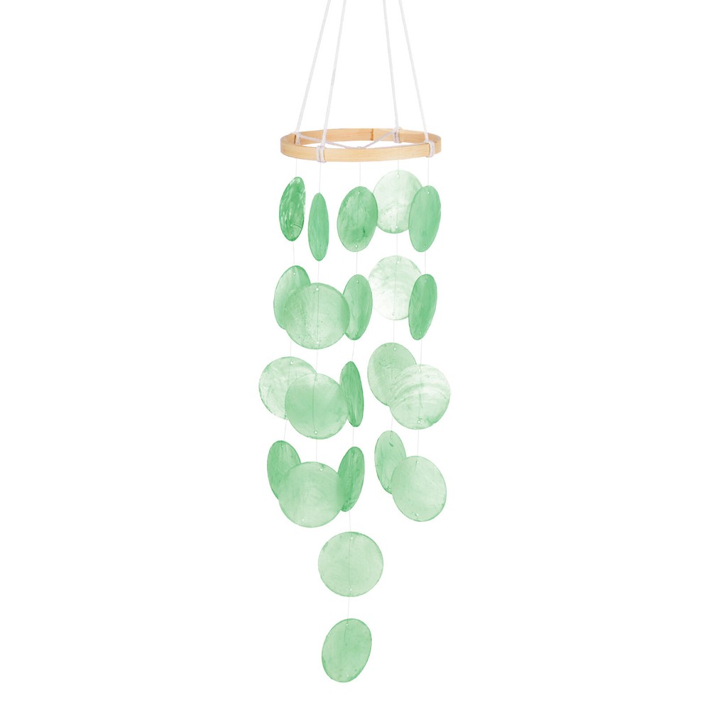 Shell Wind Chime for Outside, Hanging Sea Glass Shell Wind Chime [Green]