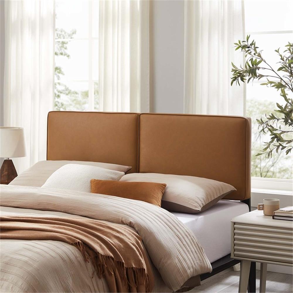 Lindee Vegan Leather King Headboard in Tan