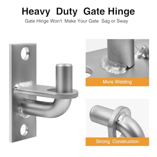 Wall Mount Gate Hinges, Heavy Duty Wall Plate Hinges,Wall Mount 4 Pack Silver