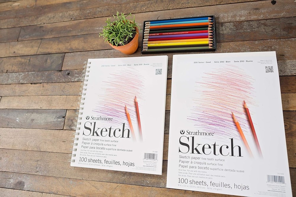Lightweight 9x12 Sketch Pad - 100 Sheets for Drawing, Illustration & Art Classes