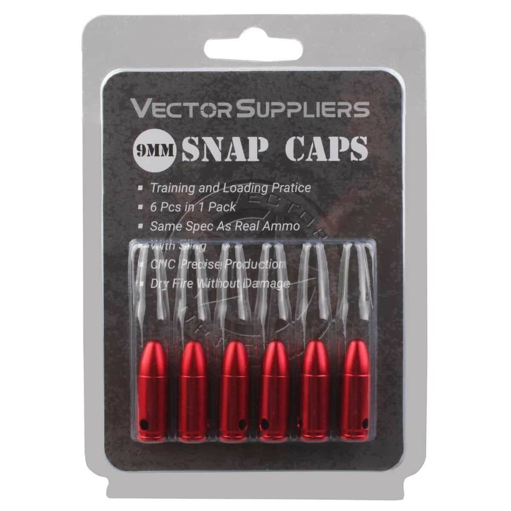 Vector Optics 9mm Durable Real Size Training Dummy Snap Caps - 6pc