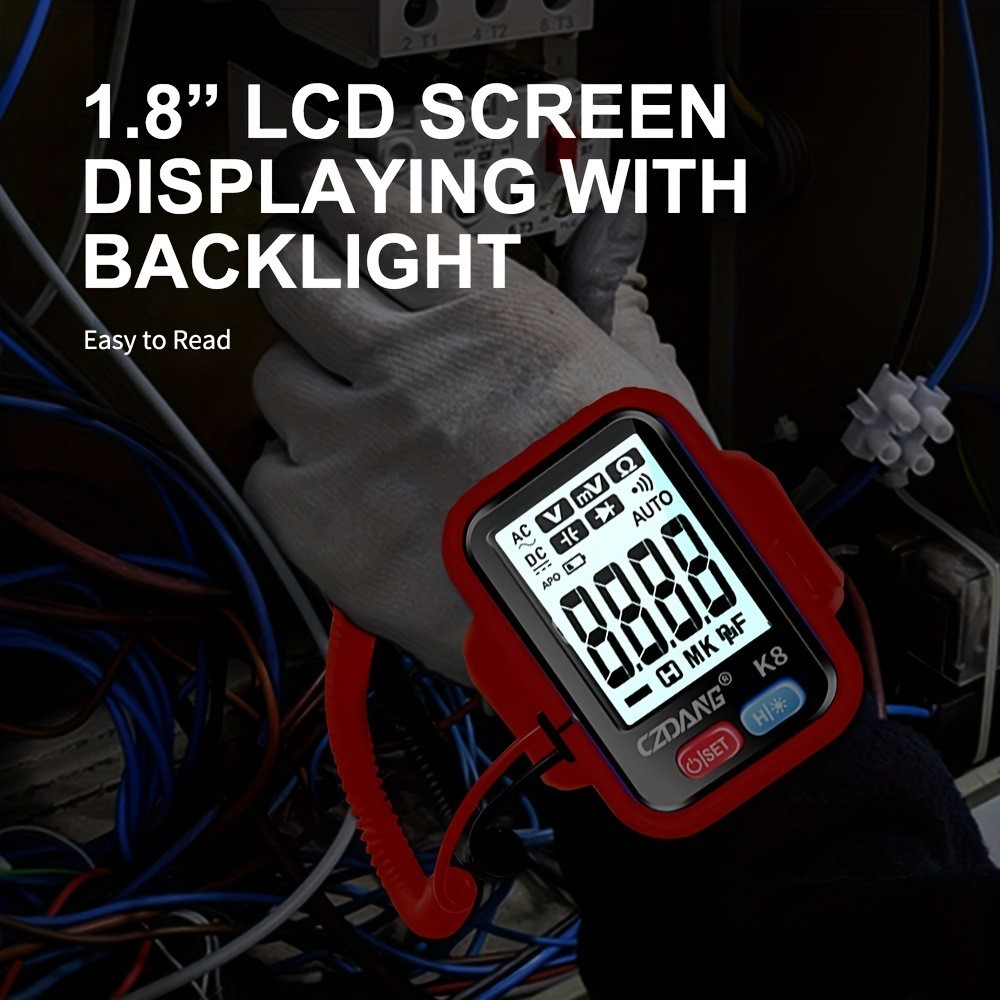 Handheld Wrist Multimeter Voltage Resistance Temperature Continuity Reading Hold