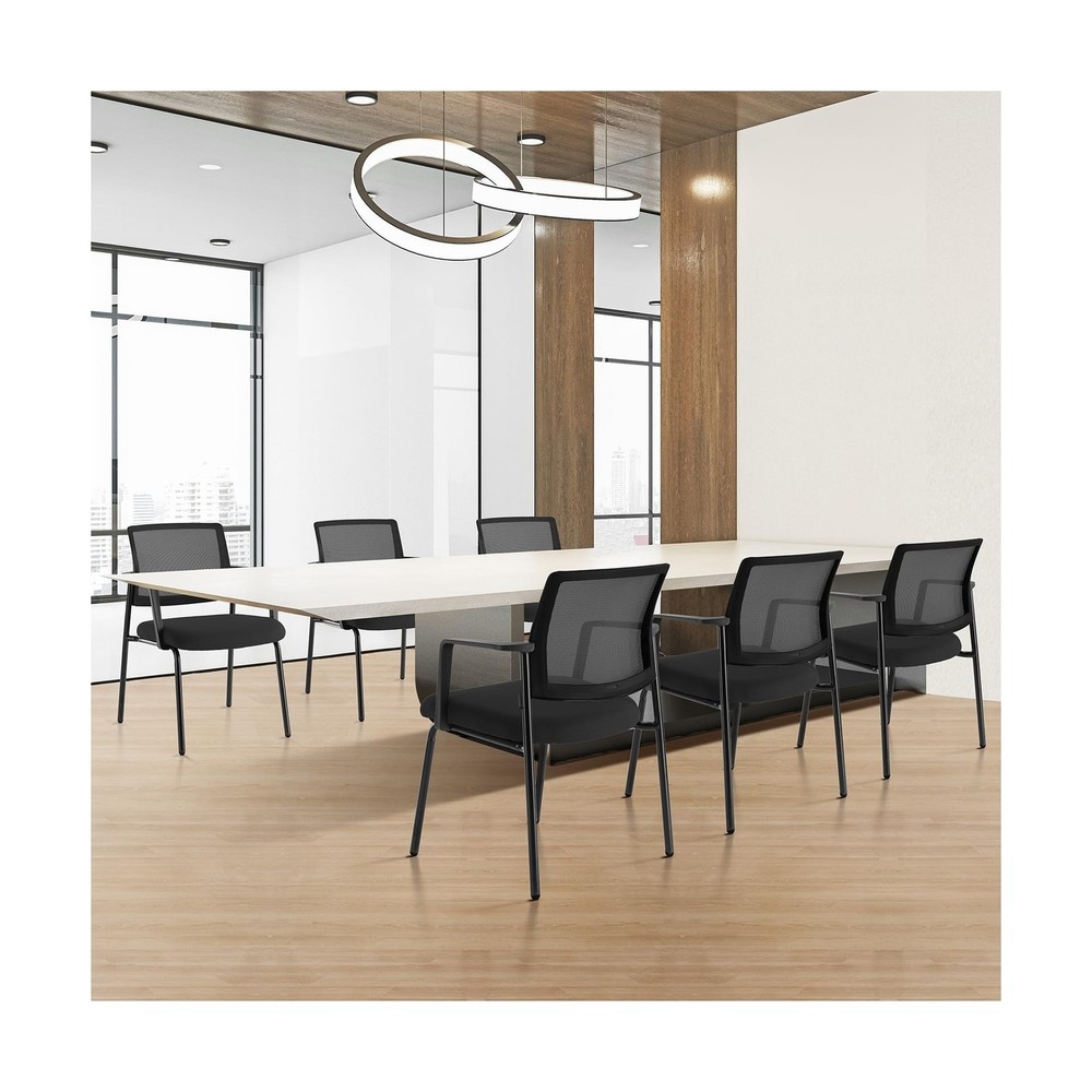 Sweetcrispy Mesh Back Stacking Arm Chairs, Upholstered Fabric Stacking Chairs...