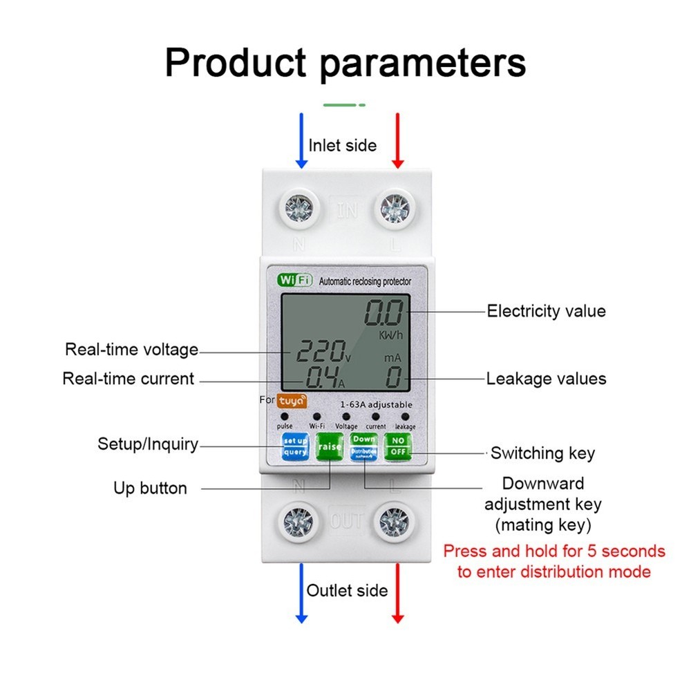 Current Breaker Multiple Protection Overvoltage Protection Digital LCD Display
