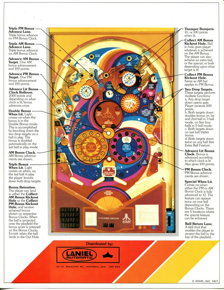 Time 2000 Atari Pinball Flyer / Brochure / Ad / Hard to Find /