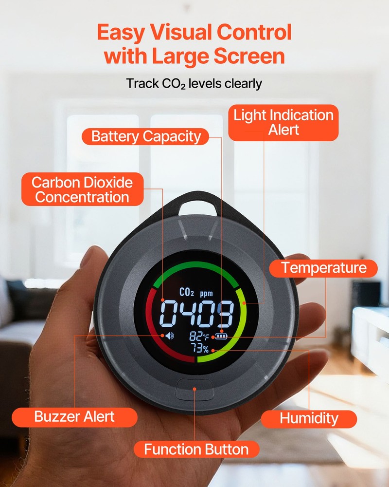 VEVOR Carbon Dioxide Monitor CO2 Controller 400 to 5000 PPM