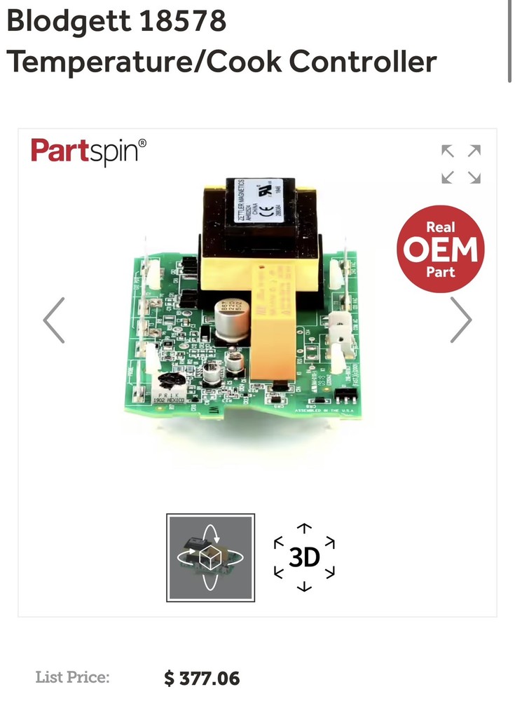 Blodgett 18578 Temp Controller assembly. New, Open Box. Read description